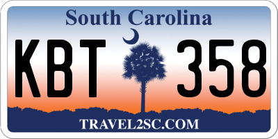 SC license plate KBT358