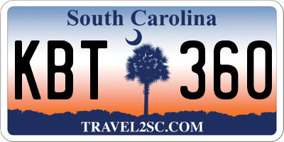 SC license plate KBT360