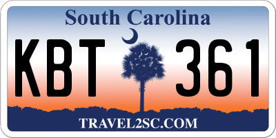 SC license plate KBT361