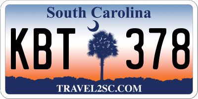 SC license plate KBT378