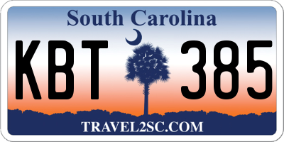 SC license plate KBT385