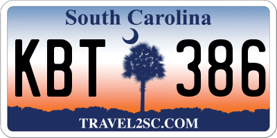 SC license plate KBT386