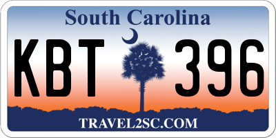 SC license plate KBT396