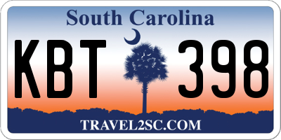SC license plate KBT398
