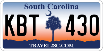 SC license plate KBT430