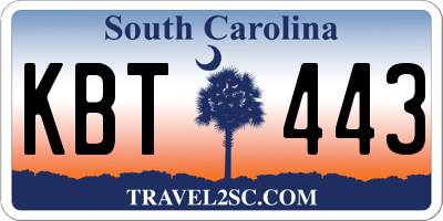 SC license plate KBT443