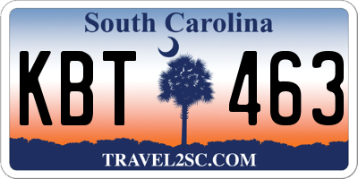 SC license plate KBT463