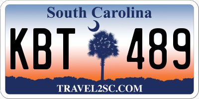 SC license plate KBT489