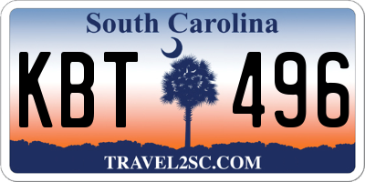SC license plate KBT496