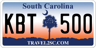 SC license plate KBT500