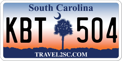 SC license plate KBT504
