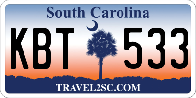 SC license plate KBT533