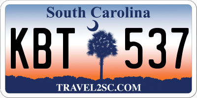 SC license plate KBT537