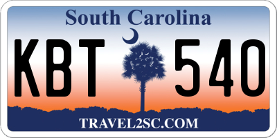 SC license plate KBT540