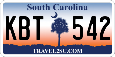 SC license plate KBT542