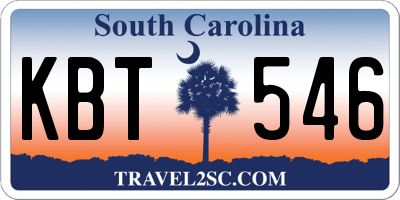 SC license plate KBT546