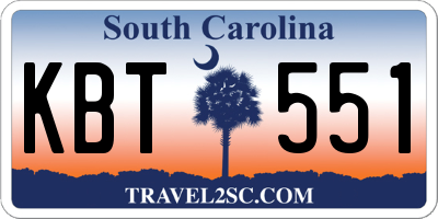 SC license plate KBT551