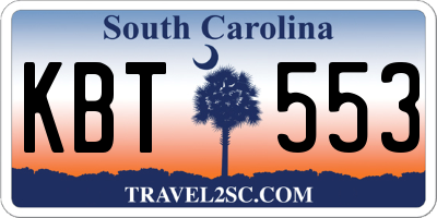 SC license plate KBT553