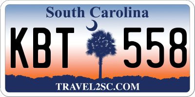 SC license plate KBT558