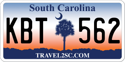 SC license plate KBT562