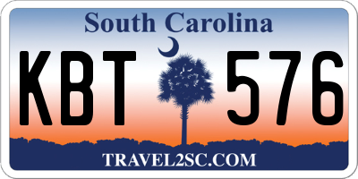 SC license plate KBT576