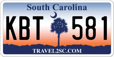 SC license plate KBT581