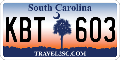 SC license plate KBT603