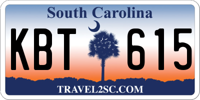 SC license plate KBT615