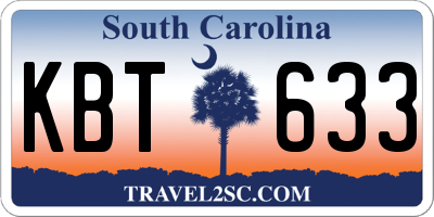 SC license plate KBT633