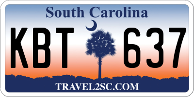 SC license plate KBT637