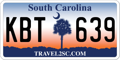 SC license plate KBT639