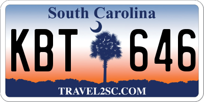 SC license plate KBT646