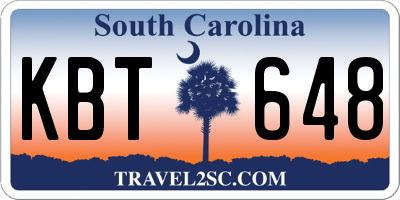 SC license plate KBT648