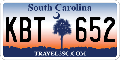 SC license plate KBT652