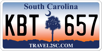 SC license plate KBT657