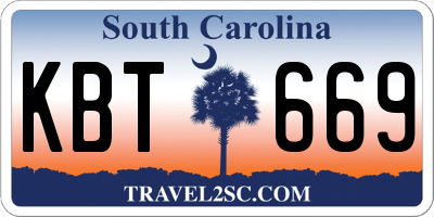 SC license plate KBT669