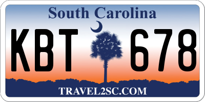 SC license plate KBT678