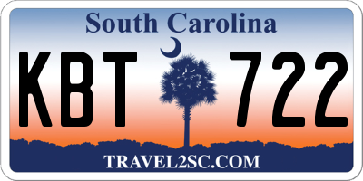 SC license plate KBT722