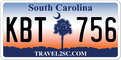 SC license plate KBT756
