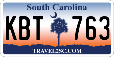 SC license plate KBT763