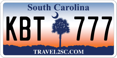 SC license plate KBT777
