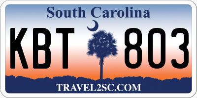 SC license plate KBT803