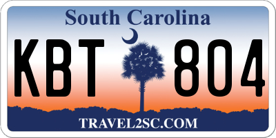 SC license plate KBT804