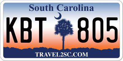 SC license plate KBT805