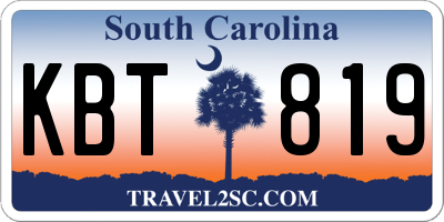 SC license plate KBT819