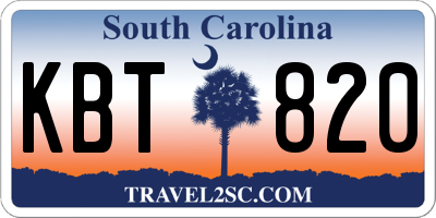 SC license plate KBT820