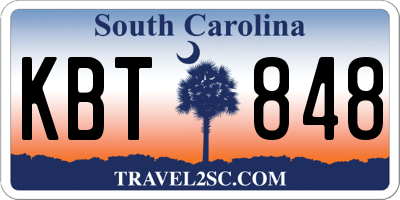 SC license plate KBT848