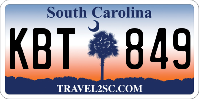 SC license plate KBT849