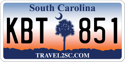 SC license plate KBT851