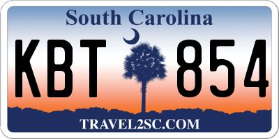 SC license plate KBT854